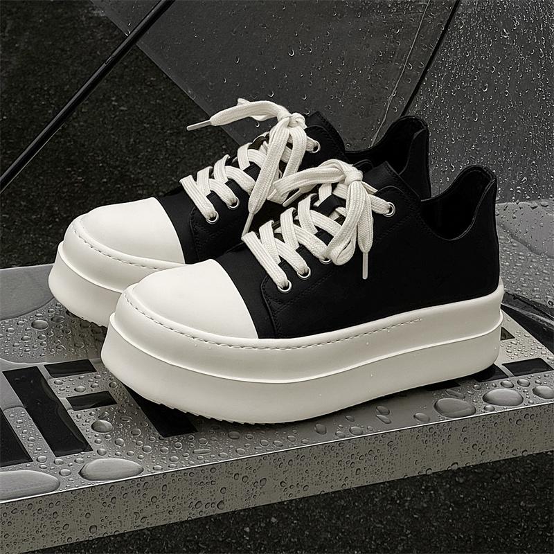 Fashion Street Style Casual Leather Men Shoes Youth Teenage Thick Bottom Shoes New Design Leisure Walk Male Sneakers Vulcanize Footwear