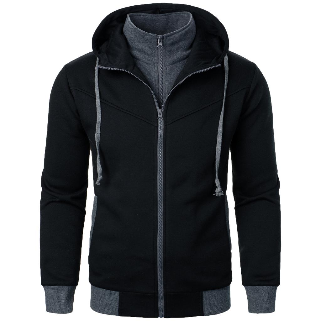 Мужской пуловер на молнии с длинными рукавами и капюшоном, топы, блузка