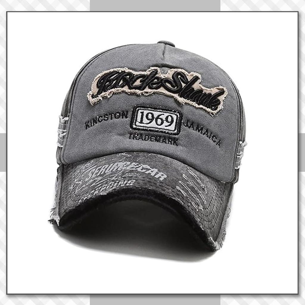 Хромированный журавль CB207 Деним с потертостями для мужчин и женщин (красный) Отделка шляпы/кепки, Регулируемая, Стильная, Повседневная, Весна/Лето,