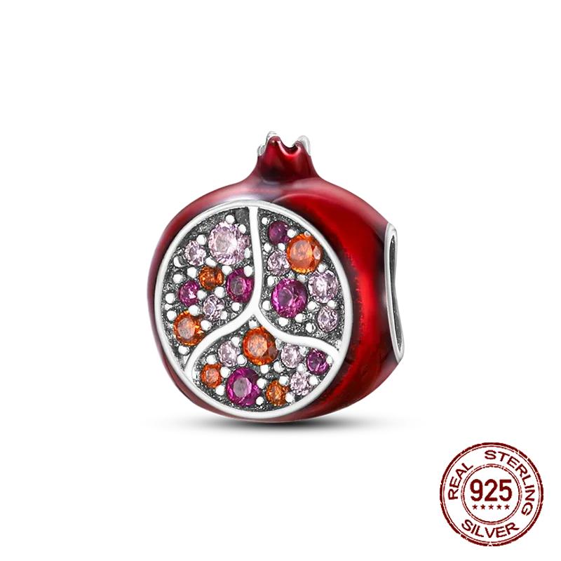 Шармы Бусины Серии Красного Цвета Медь Кровь Сердце Любовь Машина Клубника Фрукты Подвеска Подходят Оригинальному Браслету-Бэнглу DIY Ювелирные Изделия