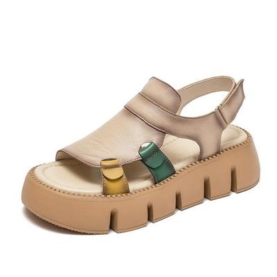 Модные летние женские сандалии ручной работы из натуральной кожи, дизайнерские, роскошные, на танкетке, на платформе, повседневные