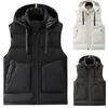 Мужской зимний жилет с капюшоном без рукавов, толстый однотонный кардиган с подкладкой, ветрозащитный, теплый, гладкий, с карманами, на шнурке, мужской зимний жилет, пальто