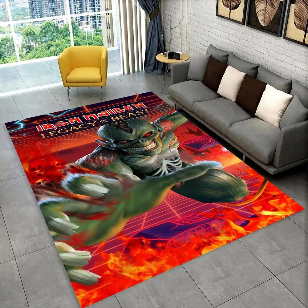 3D I-Iron-M-Maidens Metal Music Rug Carpet for Living Room Bedroom Decor,kids Play Non-slip Decoration for Sofa Doormat Gift
