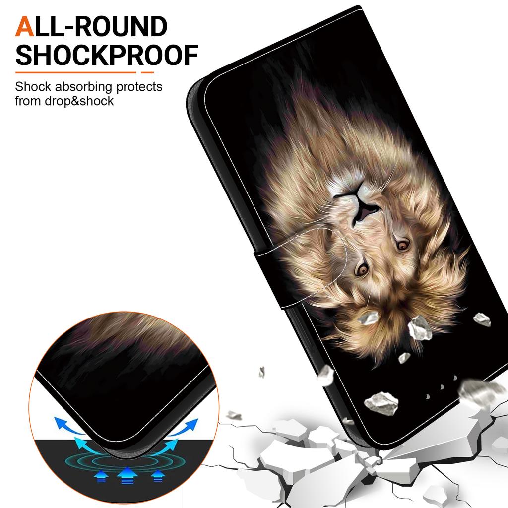 Чехол-книжка Majestic Lion The King's Gaze Pattern из искусственной кожи для iPhone Samsung Infinix TECNO OPPO Realme Moto... для более чем 900 моделей телефонов