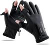 Outdoor Gloves, Men's, Cold Protection Gloves [Two Fingers, Smartphone Compatible, Ergonomic Design, Anti-Slip] Waterproof, Finger Clips, Cold