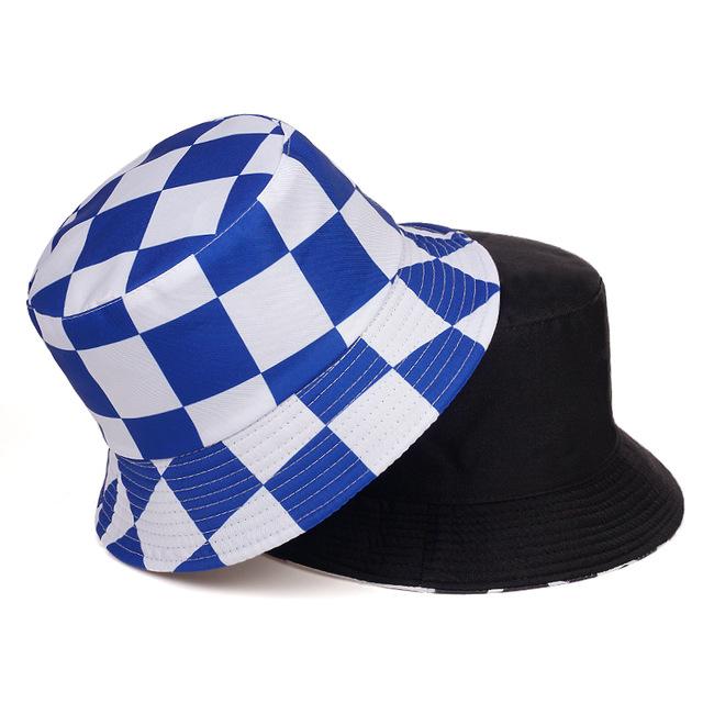 Плед из чистого хлопка, черно-белая шляпа-ведро, складная хлопковая женская мужская рыболовная шляпа Hee