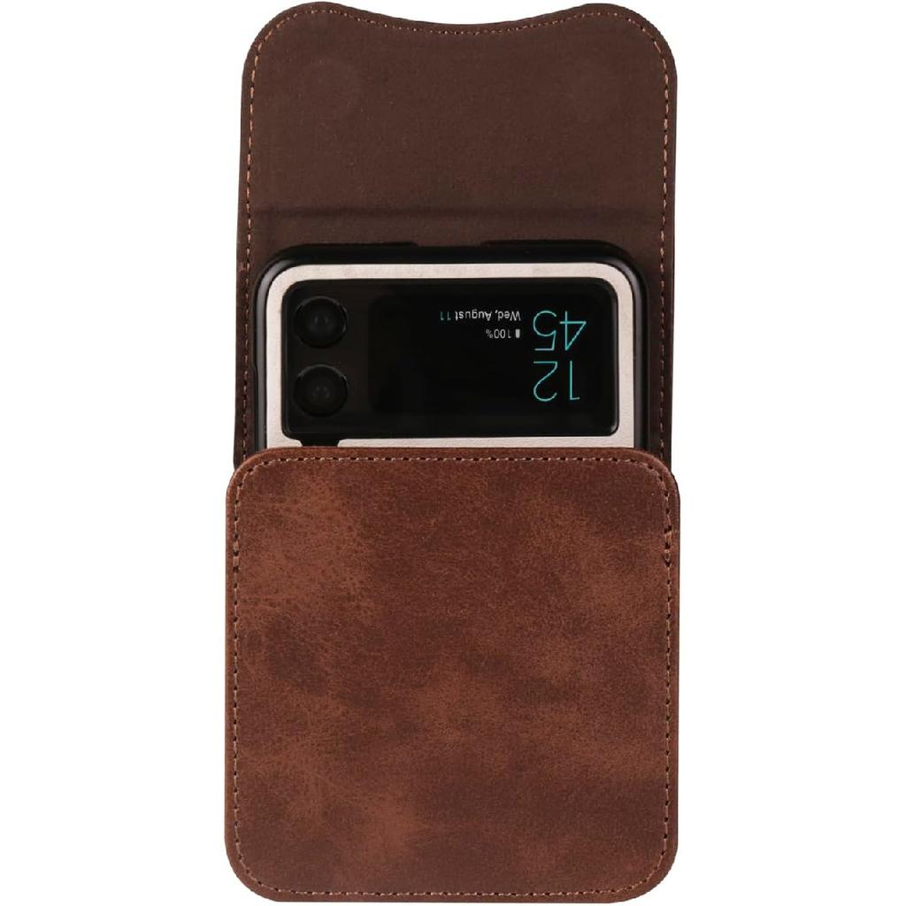 Поясная сумка из кожи для мужчин, совместимая с Samsung Galaxy Z Flip 6 5 4 3 2 1, кобура, чехол для переноски, магнитная застежка, поясная сумка, совместимая с