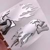 Motorbike Motorcycle Tank Car Sliver Flaming Skull 3D Gel Sticker Decal L/R Pair