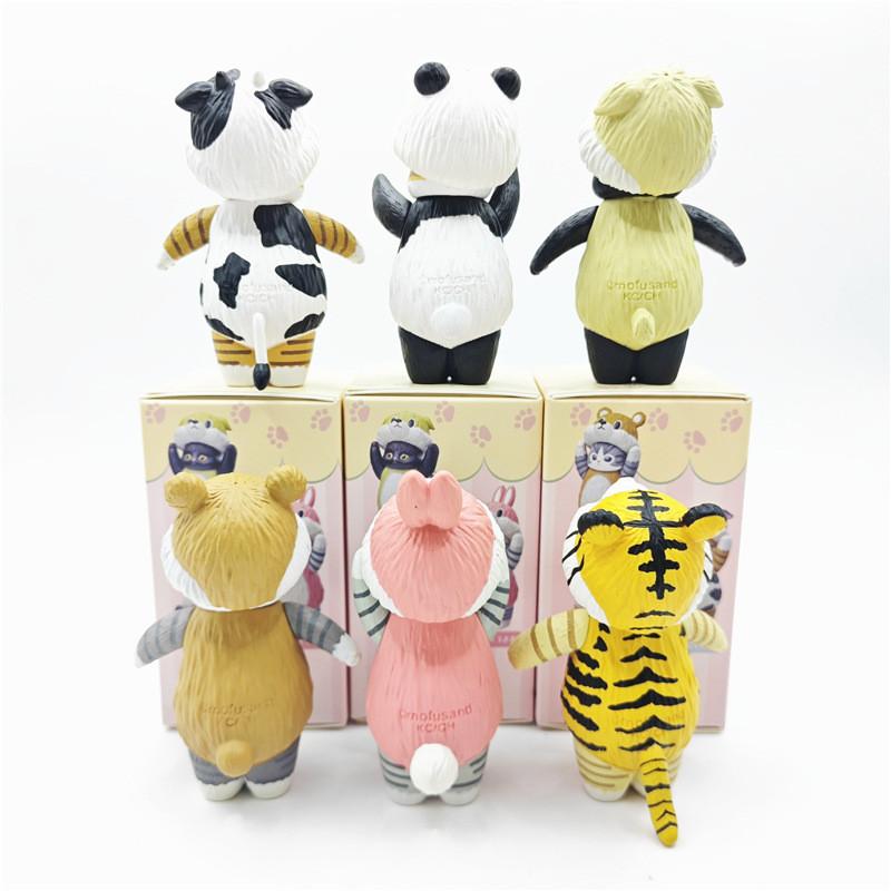 Adorable Pvc Cat Figurine With Cow Headgear Collectible Blind Box Toy 8-9cm