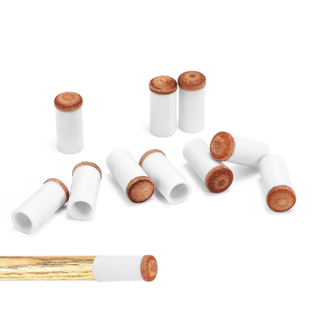 10PCS Pool Cue Tips Hard Plastic Cue Stick Ferrules Billiard Cue Head 12MM / 13MM Outer Diameter