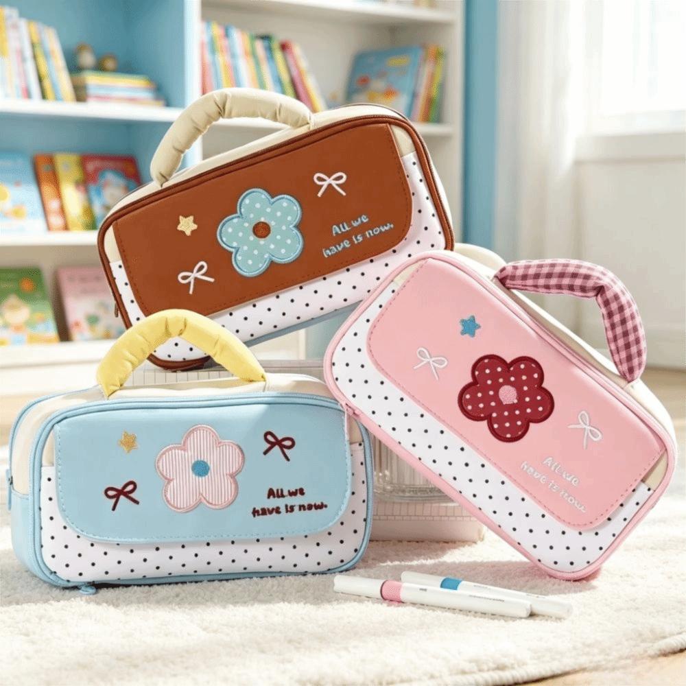 Multi-Layer Stationery Bag Soft Handle Storage Bag New Design Pencil case Student Use