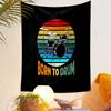 Born to Drum Retro Drum Set Design Patterned Tapestry Decorative Wall Hanging, Home Bedroom Living Room Decor