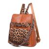 Retro Fashion Women's Backpack Large Capacity Double Color Leopard Print Backpack