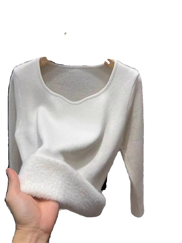 Женский теплый флисовый базовый топ с квадратным вырезом для осени/весны/лета