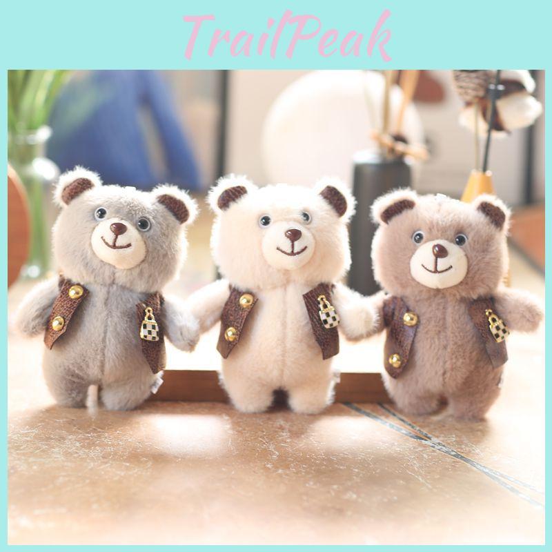 Delightful Miniature Bear Plush Toy Keychain With Super Soft Fabric For Trendy Bag Accessories