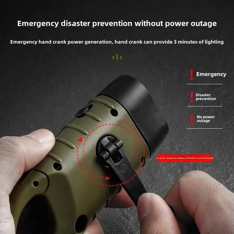 Solar Hand Cranked Flashlight Multifunctional Camping Power Supply Emergency LED Emergency Light Outdoor Lighting