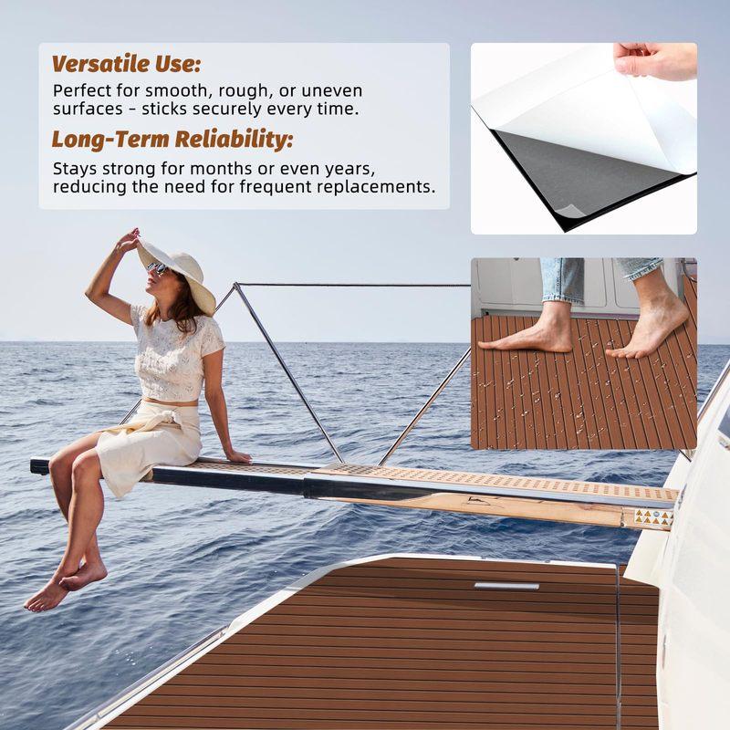 Dark Brown EVA Foam Faux Teak Boat Deck Mat Decking Sheet Yacht Flooring Anti Skid Mat Self Adhesive Vehicle Pad 2400x450x6mm