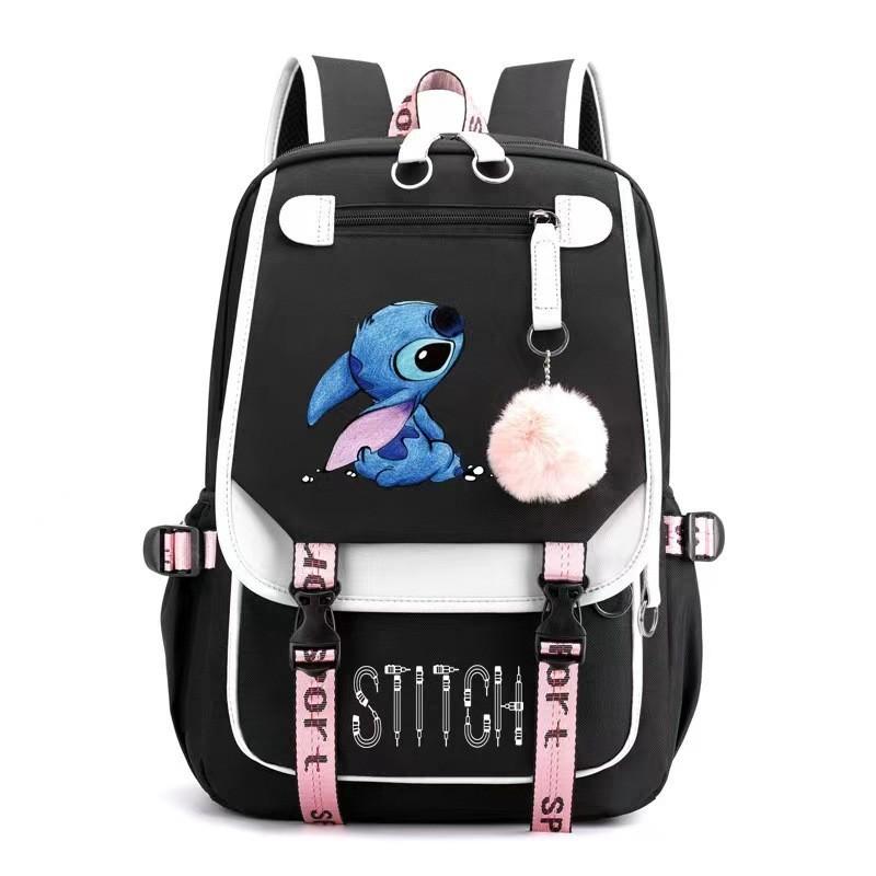 Stitch Cartoon Backpack For Boys Girls With Usb Charge Port