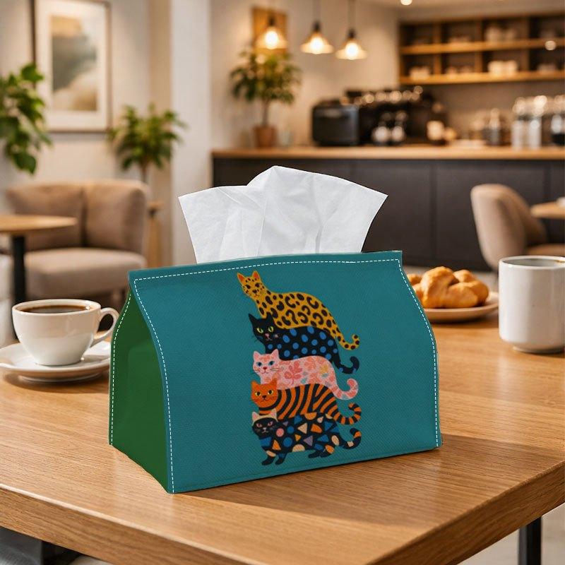 1pc Decorative Animal Pattern Tissue Box | Durable, Leopard Stack Colorful Graphic Suitable for Living Room Accent, Bedroom Decor, Encouragement Gifts