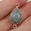 1Pc Small Natural Stone Healing Crystal Connector, Teardrop Shape Golden Edge Pendant Connectors for Jewelry Making DIY Necklace Accessories 16x26 Mm