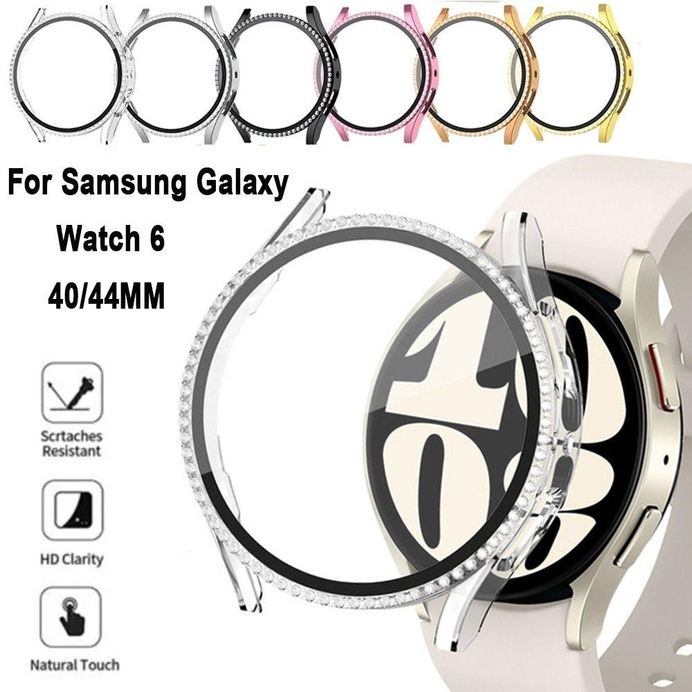 ПК + закаленный алмазный бампер, защитная пленка для экрана для Samsung Galaxy Watch 6, 40 мм, 44 мм, умные часы
