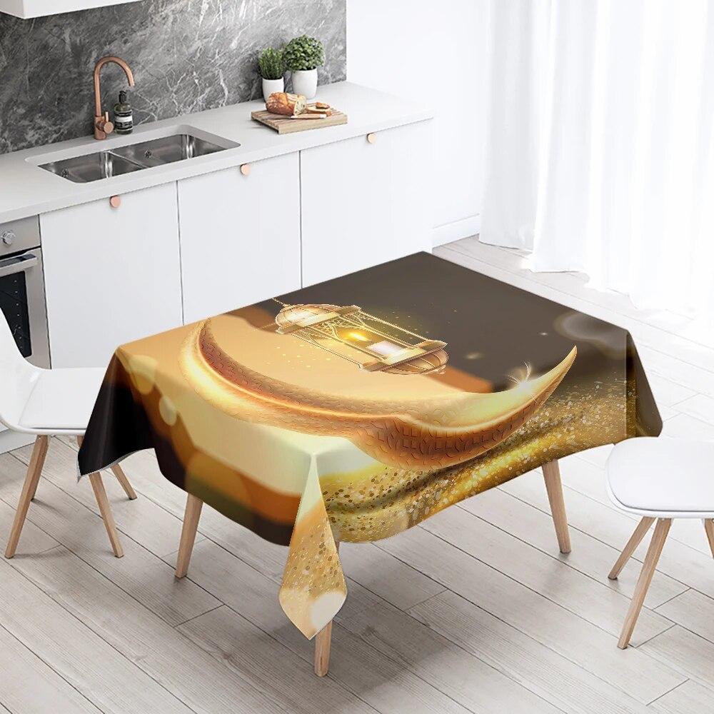 Рамадан Мубарак Домашний Декор Скатерть Исламская Мусульманская Мечеть Рамадан Карим Декоративная Скатерть Водонепроницаемая и Устойчивая к Пятнам