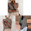 Geometric Pattern Knit Sweater With Color Block Edges For Women Fall