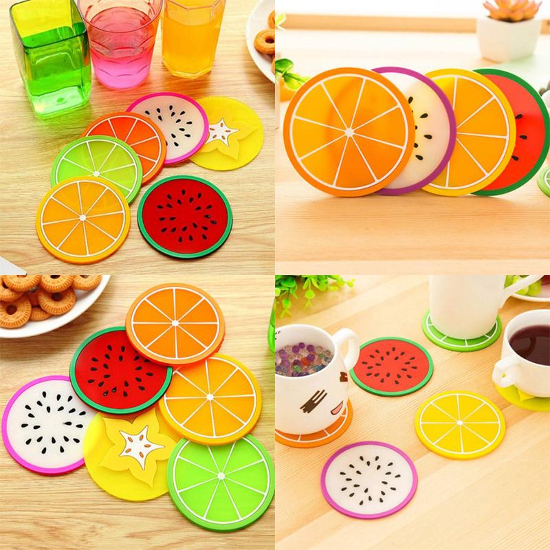 Подставка для чашек с фруктами, силиконовая подставка для столовых приборов, 7 шт., держатель для напитков, противоскользящий кухонный коврик