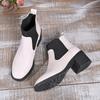 Ботильоны смешанных цветов, современные ботинки на квадратном каблуке, зимние, без застежек, 2024, горячая распродажа, женская обувь, квадратный носок, средний каблук, женские ботинки для шитья