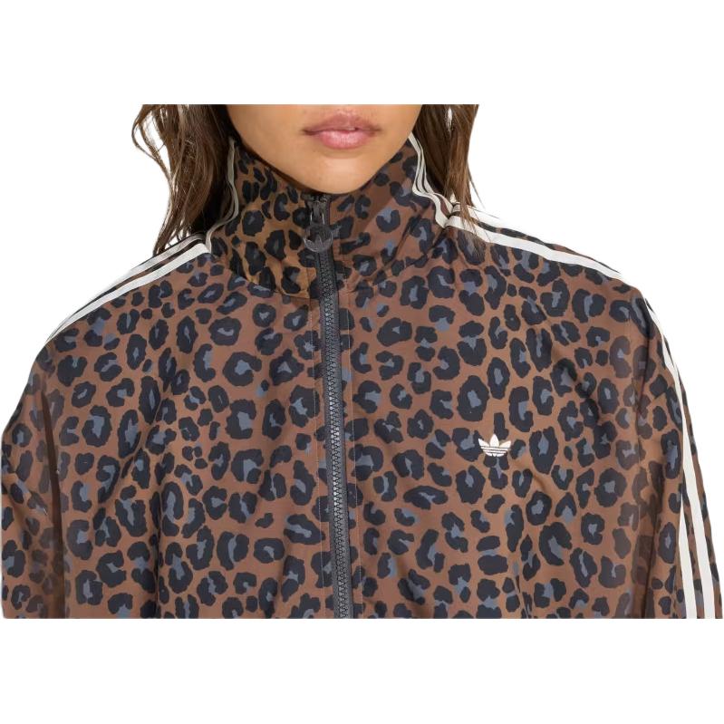 adidas Оригинальная куртка с животным принтом, стойкой воротник, свободного кроя, с длинными рукавами, женская куртка, карамельная JW7301
