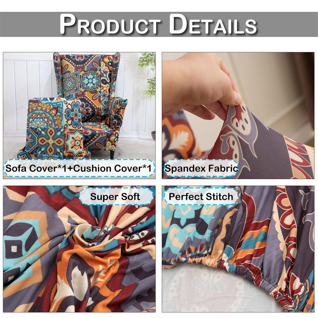 Чехол для дивана с подголовником с цветочным принтом, защитный чехол для кресла, чехлы для кресел с подголовником, чехлы для стульев с покатыми подлокотниками и спинкой King Back