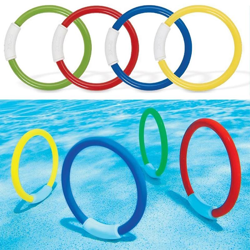 4Pcs Diving Rings Underwater Swimming Rings Sinking Pool Toy Rings For Children