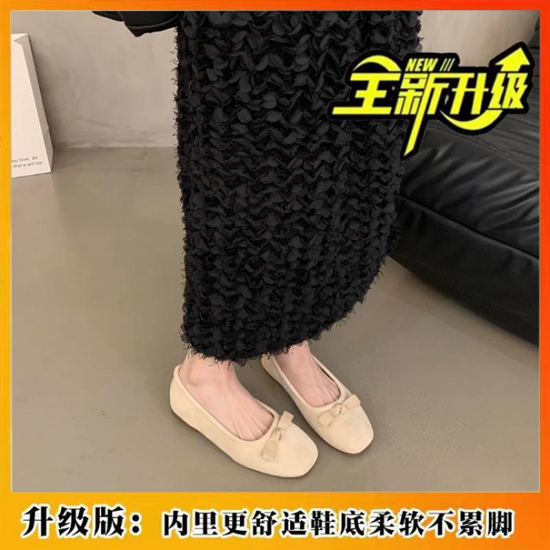 Корейская версия французских балеток с неглубоким бантом, женские летние туфли 2025 года, универсальные туфли с круглым носком и мягким носом