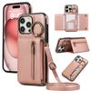 Crossbody Wallet Ring Zipper Leather Case for iPhone 16 15 14 13 12 11 Pro Max XS MAX Samsung S25 S24 S23 S22 S21 Ultra Plus FE A16 A56 A15 A55 A54