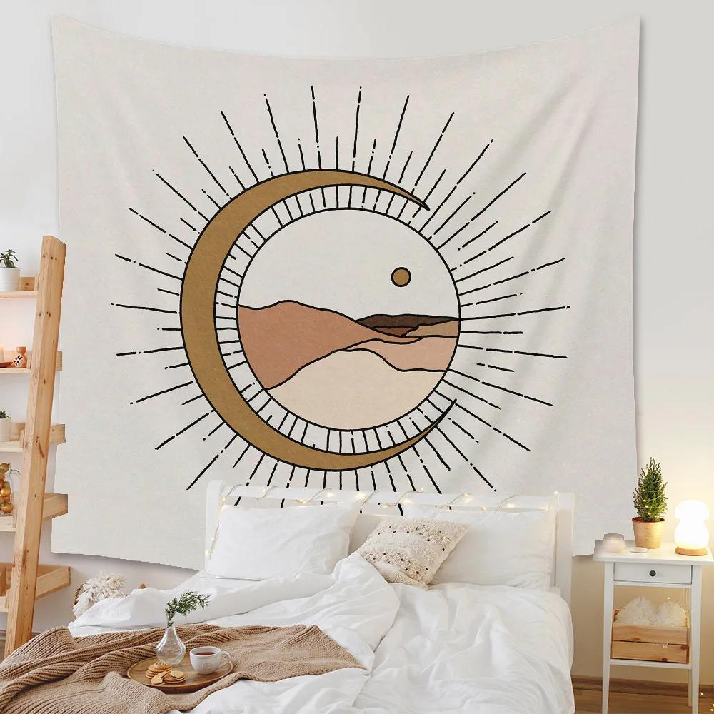 Бохо Фон Иллюстрация Фреска Декор Геометрический Гобелен Настенный Спальня Эстетическое Одеяло
