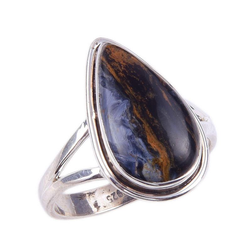 Кольцо из чистого серебра 925 пробы с натуральным драгоценным камнем Питерсит ручной работы, размер 8 t0t69