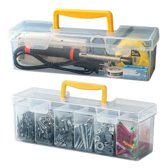 Ящик для инструментов Мелкие детали Отвертки Гаечные ключи Прозрачный контейнер для хранения с регулируемыми отделениями Ударопрочный органайзер