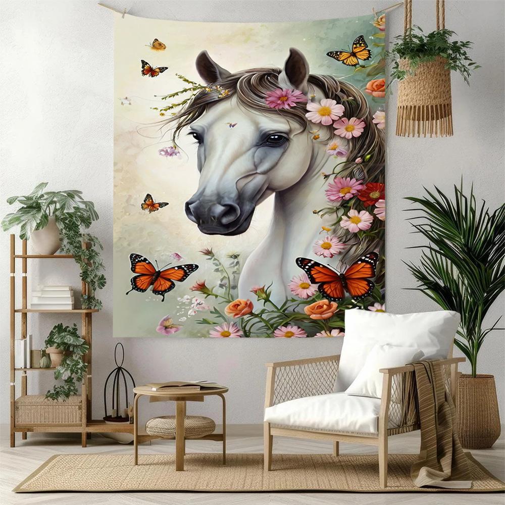 Horse Wall Decor Tapestry Art For Pet Memorial Birthdaywedding Party Backdrop Family Gift