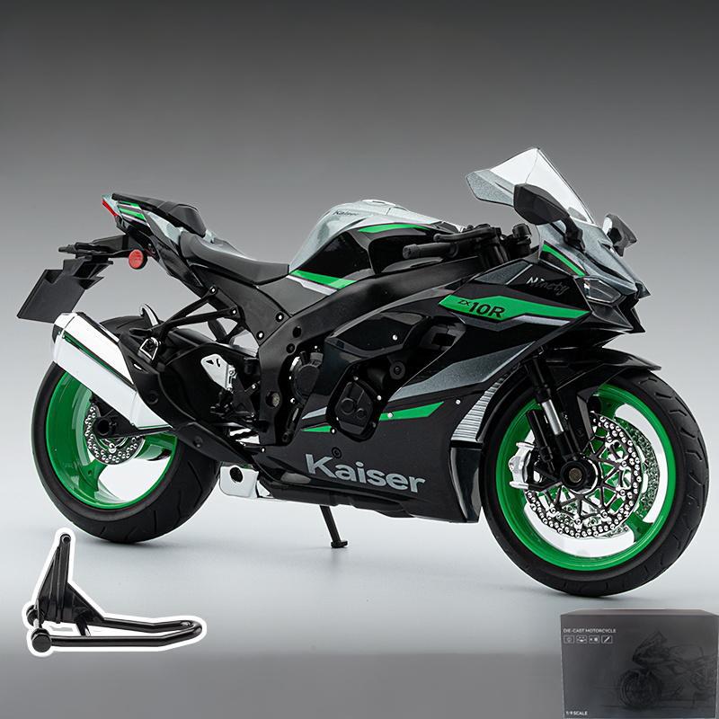 1/9 Kawasaki Ninja ZX-10R High Performance Superbike Alloy Metal Diecast Model Motorcycle Sound & Light High Simulation Collect
