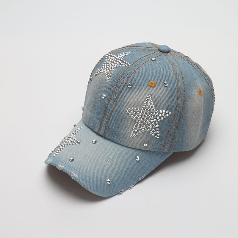 Джинсовая бейсболка женская летняя осенняя солнцезащитная модная сверкающая кепка женская шляпа повседневная регулируемая снэпбэк горро