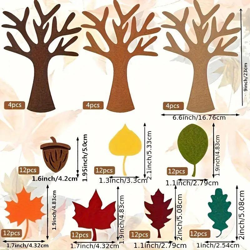 96Pcs DIY Felt Tree Crafts Kit for Fall Thanksgiving Party Gifts Home Decoration Christmas Halloween Room Wall Decor Ornaments