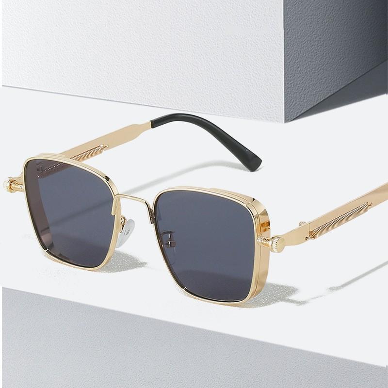 New popular retro box steampunk sunglasses metal texture European and American popular fashion personalized sunglasses