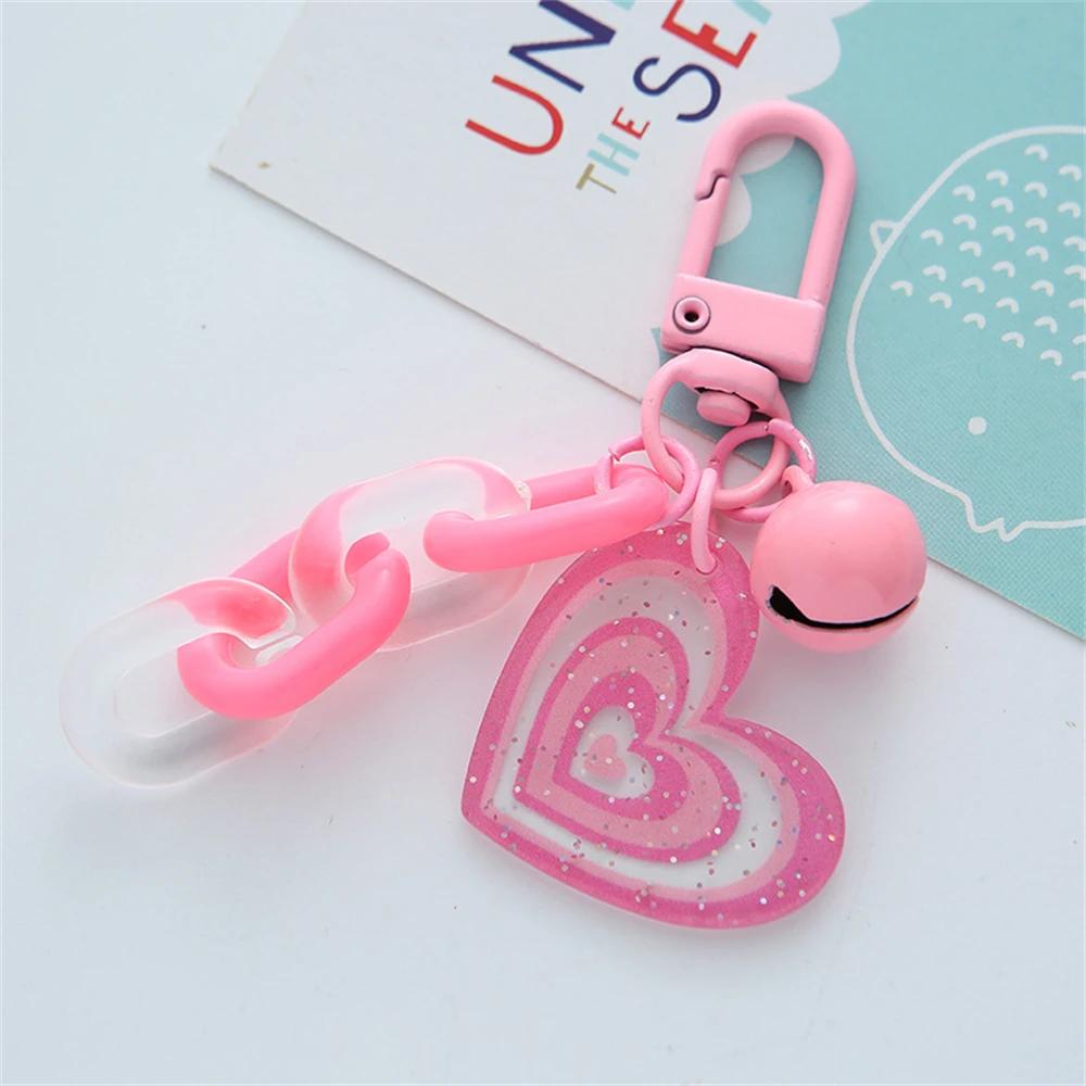 Летние конфетные цветные брелки в форме сердца, милые красочные колокольчики, брелок для наушников, чехол, подвеска, сумка, брелок, женская сумка, ручка, аксессуары