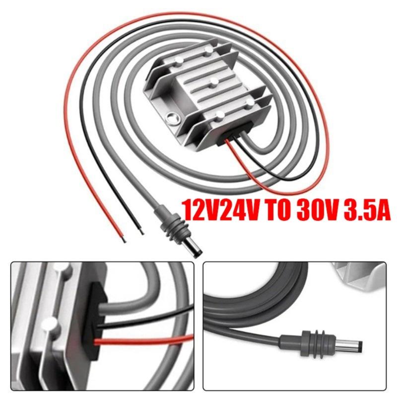 12V/24V to 30V 3.5A Converter with Power Cable Step Up Module 9V to 28V Input Step Up Power Adapter Cord Enduring