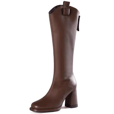 Модные осенне-зимние сапоги с квадратным носком для женщин New Rock 2025 Распродажа сапог Удобные и элегантные Роскошные сапоги до колена Женские