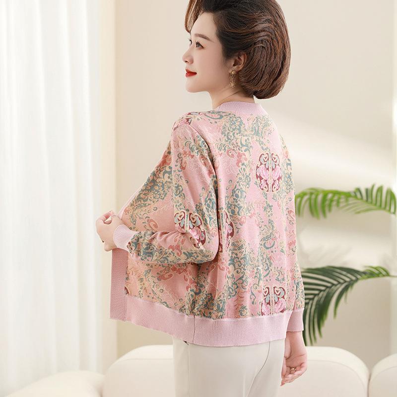 Комплект из двух предметов: свитер для осени для женщин среднего возраста, тонкий, в новом китайском стиле, платье для бабушки