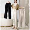 Spring Autumn Elastic High Waist Straight Casual Pant Leisure Fashion Thicken Warm Harajuku Female Trouser Office Lady Suit Pant