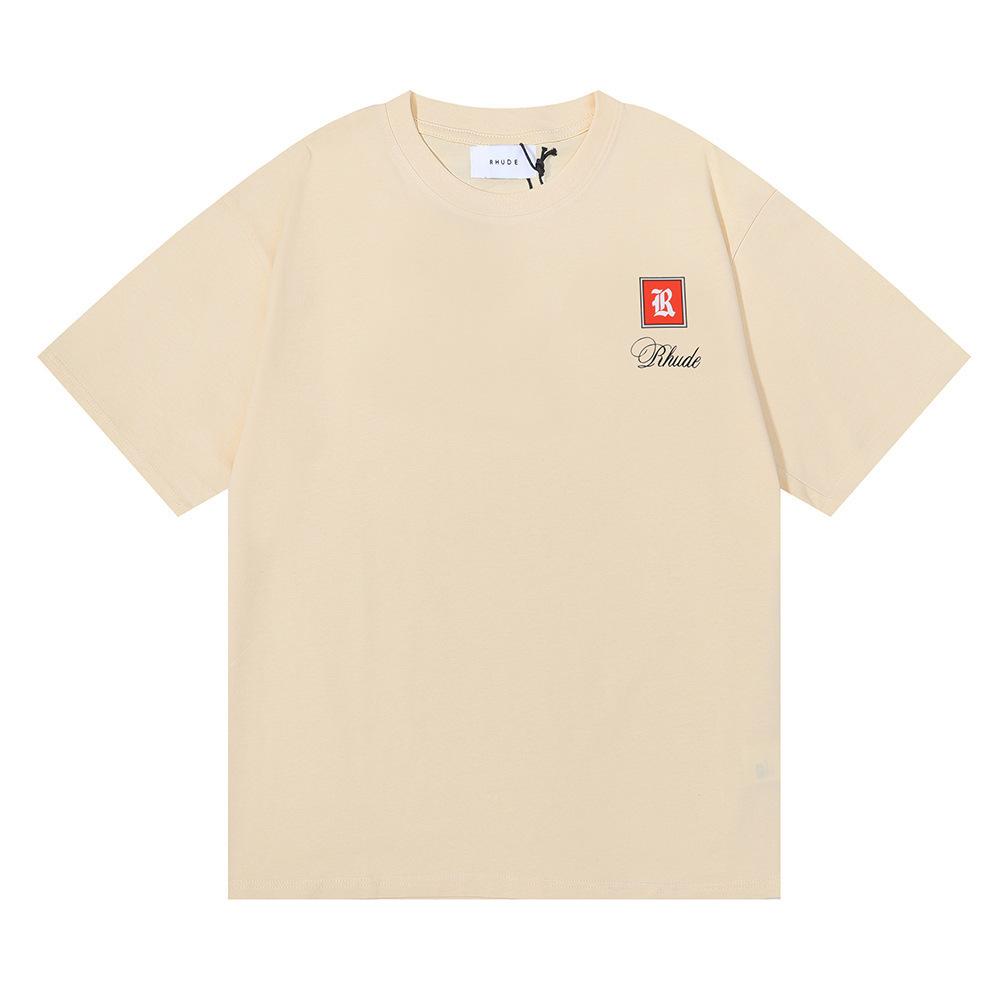Cross-border European and American trendy brand RHUDE Morocco micro-label printed short-sleeved t-shirt for men and women couples high street loose