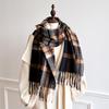White Plaid Polyester Fringed Scarf Female Autumn And Winter Couple Warm Versatile Skin-Friendly Atmosphere Scarf
