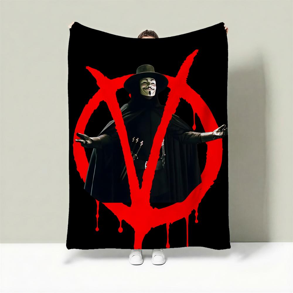 Movie V-V for Vendetta Throw Lightweight 240g Flannel Blanket Soft Skin-friendly for Summer Cooling